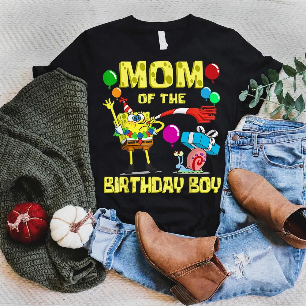 Mademark x SpongeBob SquarePants - SpongeBob Mommy of the Birthday Boy Theme Party T-Shirt Unisex Standard T-Shirt black s