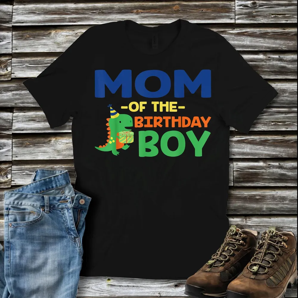 Mom of The Birthday For Boy Saurus Rex Dinosaur Party T-Shirt Unisex Standard T-Shirt black s