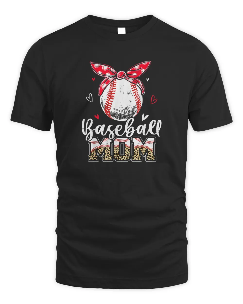 Leopard Baseball Mom Headband Baseball Ball Mothers Day Mama T-Shirt Unisex Standard T-Shirt black s