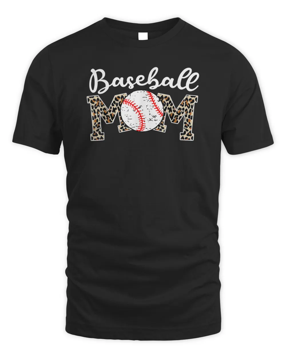Softball Baseball Mom Leopard Tee Mother's Day T-Shirt Unisex Standard T-Shirt black s