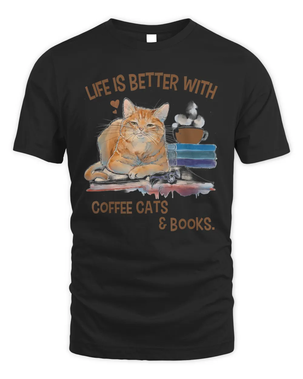 Cats 365 Life Is Better with Cats And Books Cat Book T-Shirt Unisex Standard T-Shirt black s