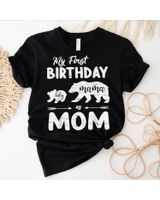 Mama & Baby Bears Walking Together My First Birthday As Mom T-Shirt Unisex Standard T-Shirt black s