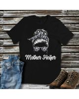 Messy Bun Mother Heifer Farmer Cow Mom Farming Cows Women T-Shirt Unisex Standard T-Shirt black s