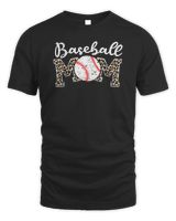 Softball Baseball Mom Leopard Tee Mother's Day T-Shirt Unisex Standard T-Shirt black s