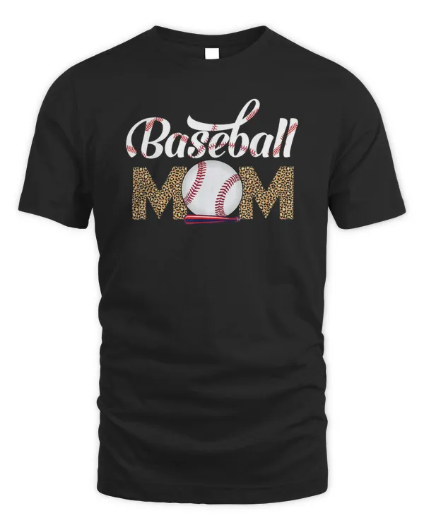 Leopard Baseball Mom Mothers Day Catcher Mom Life Womens T-Shirt